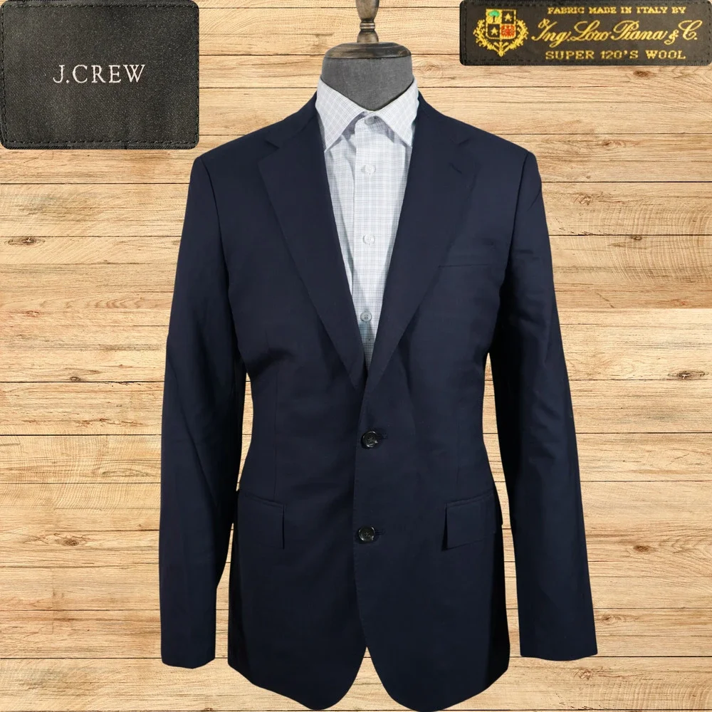 J.Crew Ludlow Mens 40L Suit Jacket Navy Loro Piana Super 120s Wool 2 Button
